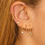 Fashion Zircon Link Chain Cross Hoop Earrings Stainless Steel