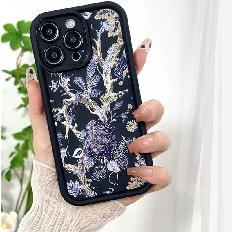 Summer Leaf Pattern Case for iPhone 16 15 14 13 12 11 Pro Max XR XS 7 8 SE