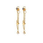 New Stainless Steel Zirconia Chain Hoop Earring Blue Star Moon Square