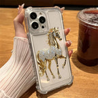 Golden Horse Transparent Case for iPhone 17 16 15 14 13 Pro Max