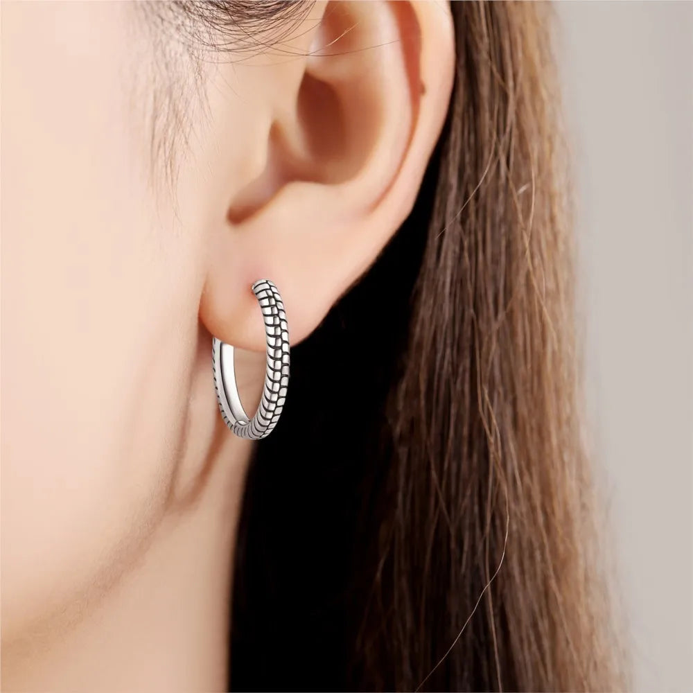 925 Sterling Silver Minimalist Designed Hoop Earrings Fine Birthday Gift