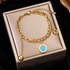 Gold Colour Multilayer Stainless Steel Charm Bracelet Men Women Bangle