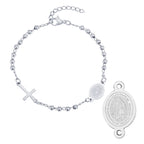 Stainless Steel Virgin Mary St Benedict Cross Bracelet, Bead Chain Bracelet Women Religious Jewelry