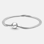 New 925 Silver Sparkling Heart to Heart Double Loop Leather Rope Weaving Bracelet Fashion DIY Charm Exquisite Jewelry Gift
