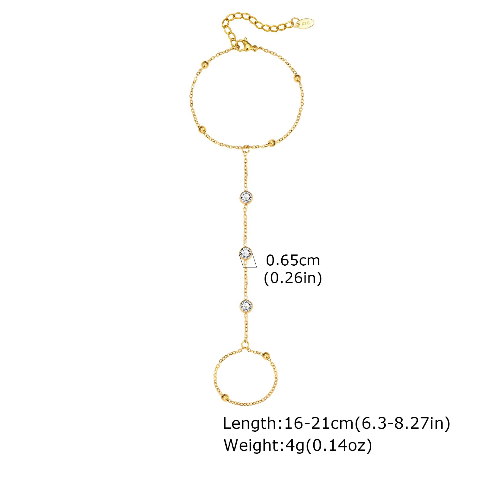 Stainless Steel Hand Chain Ring Bracelet for Women, Adjustable Gold Plated Doule-layer Bracelets, Christmas Party Jewelry