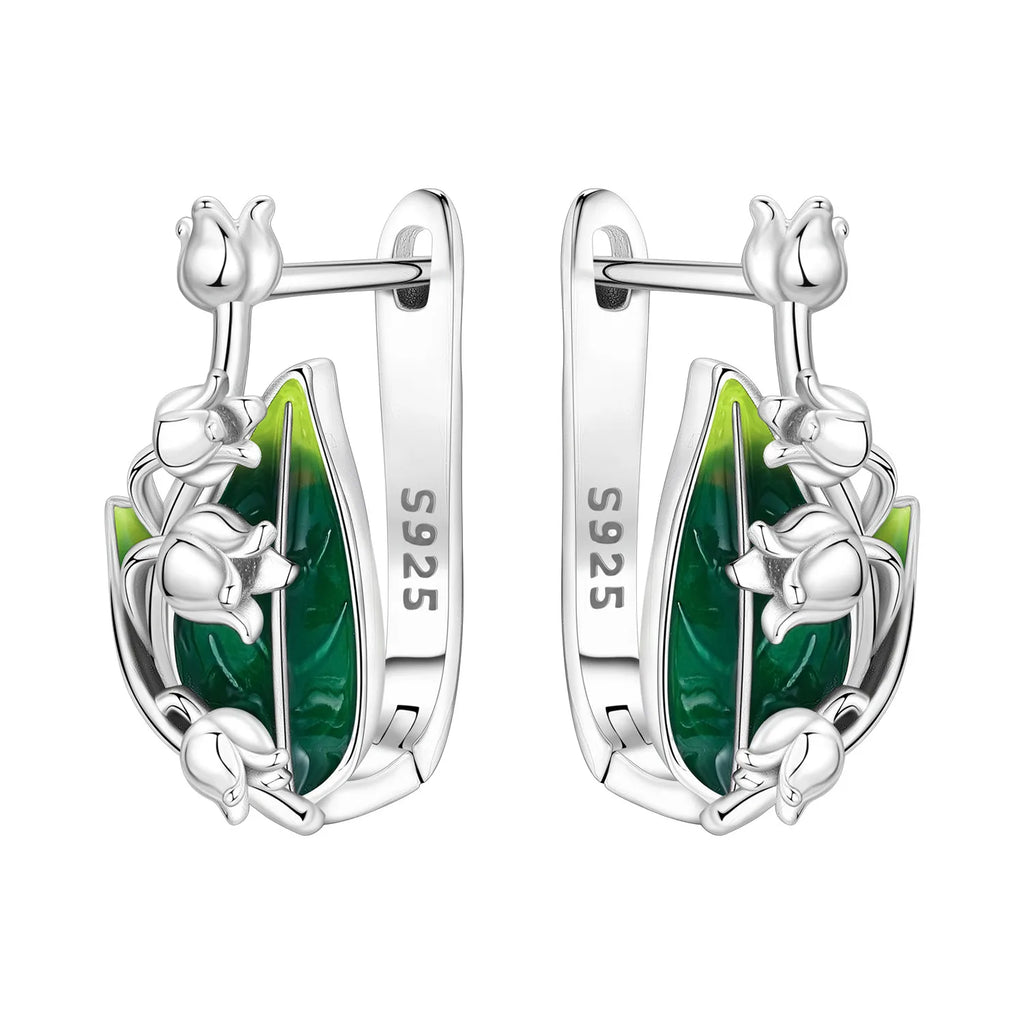 925 Sterling Silver Blue Iris Flower Hoop Earrings Anniversary Jewellery Gift
