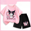 Sanrio Kuromi Girls Summer Breathable Outfits T-Shirt and Shorts Set