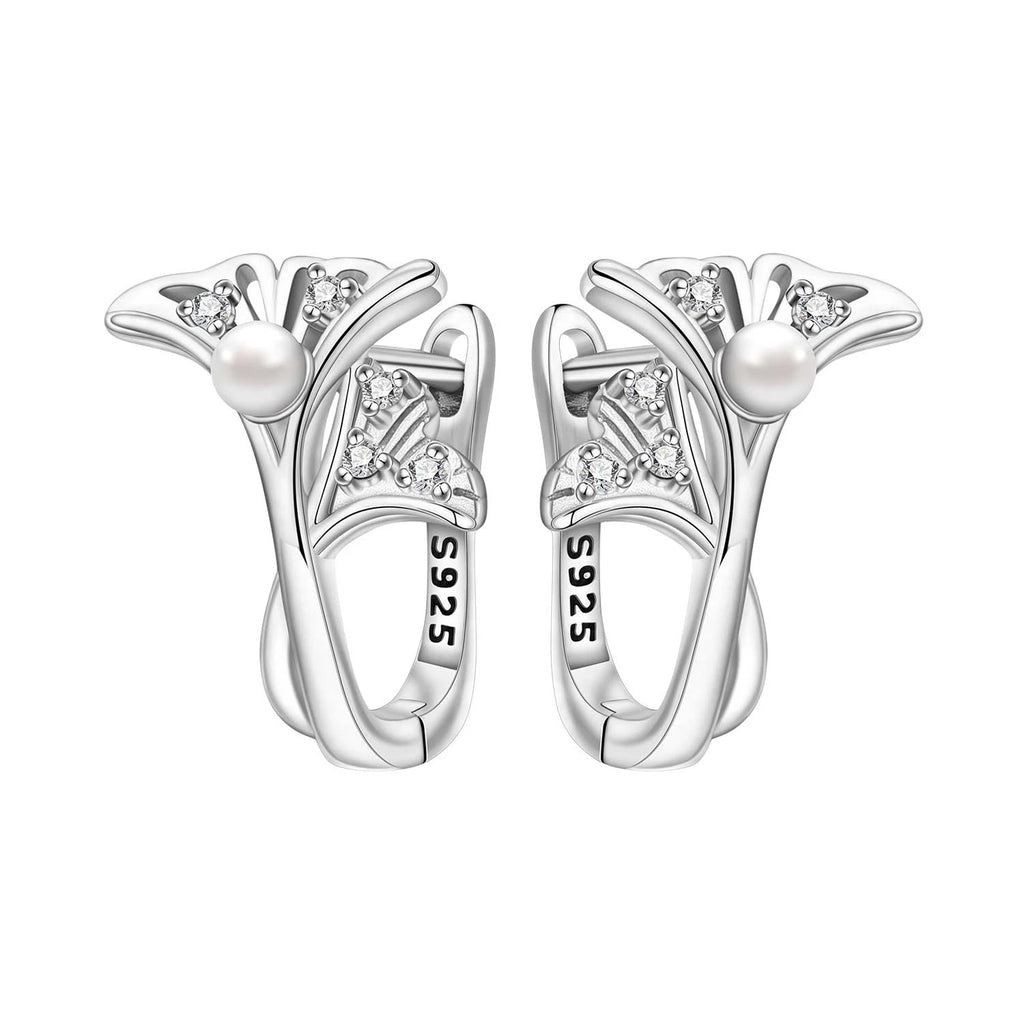 925 Sterling Silver Minimalist Blue Zircon Hoop Earrings Anniversary Gift