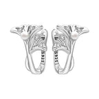 925 Sterling Silver Purple Flowers Versatile Hoop Earrings Fine Birthday Gift