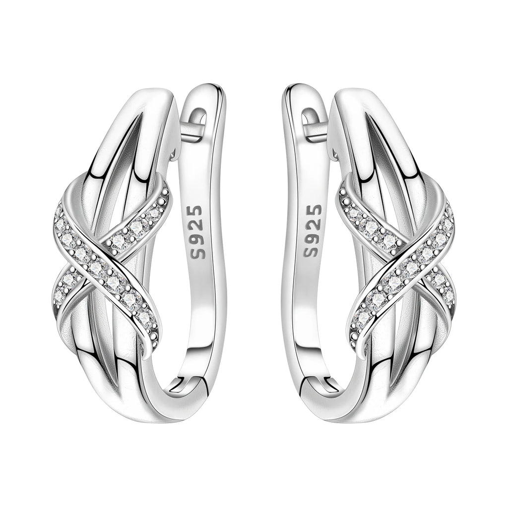 925 Sterling Silver Blue White Cross Versatile Hoop Earrings Birthday Gift