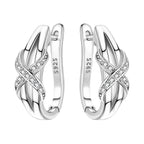 925 Sterling Silver Blue White Cross Versatile Hoop Earrings Birthday Gift