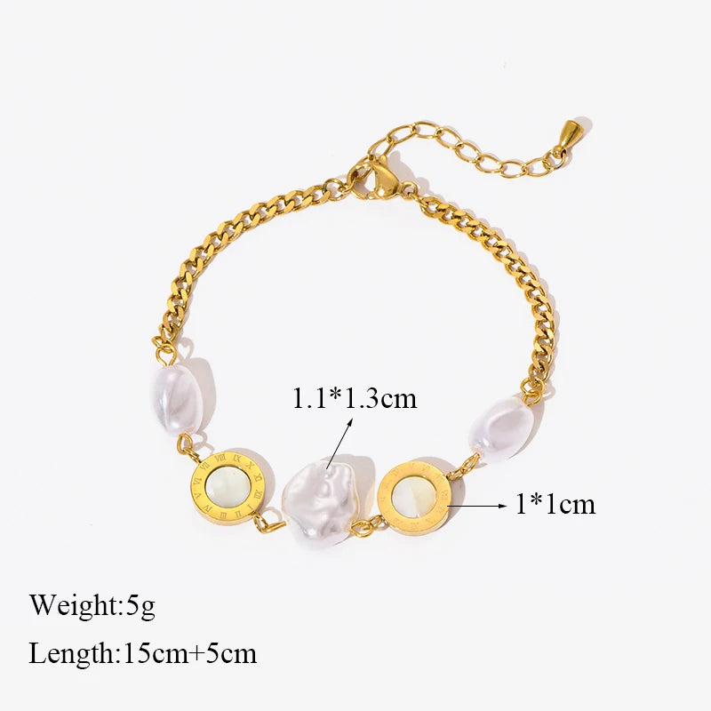 Heart Pearls Stainless Steel Charm Bracelet Girls Birthday Jewellery