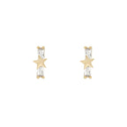 New Stainless Steel Cubic Zirconia Chain Hoop Earring Star Moon