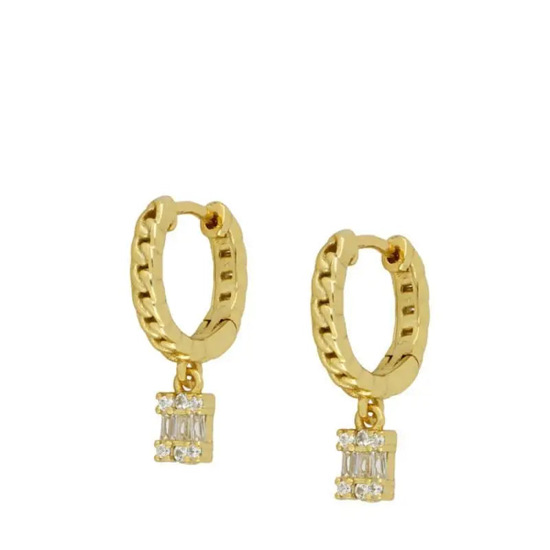 New Stainless Steel Cubic Zirconia Hoop Earrings Small Pendant