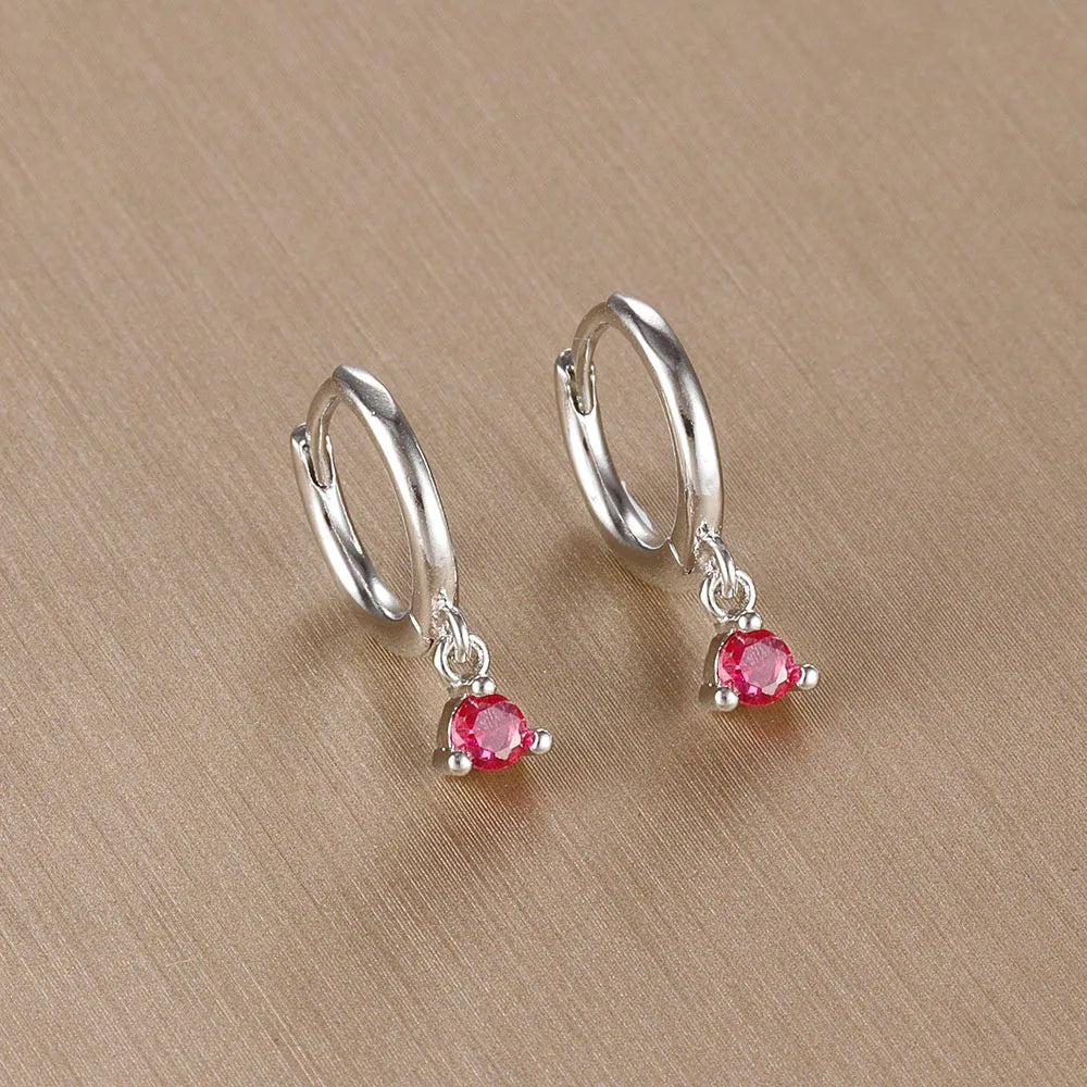Simple Multicolor Stone Gold Colour Metal Small Dangle Earring