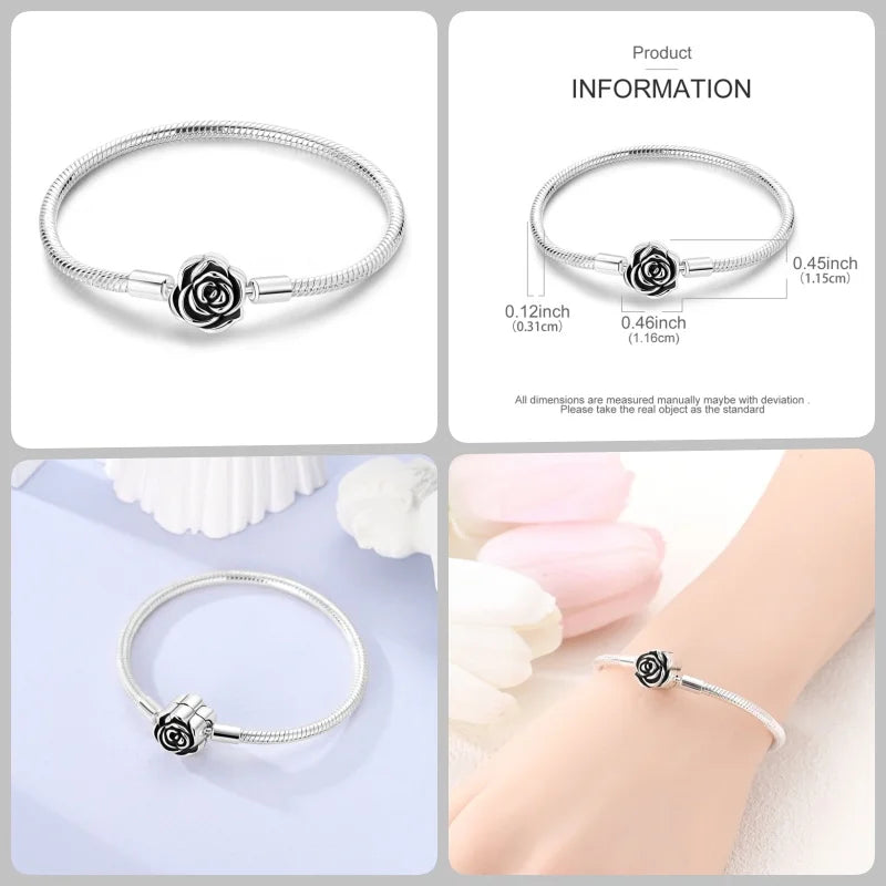 925 Silver 17-20CM Heart Pave Zirconia Original Bracelets Infinity Bracelet Fit DIY Charms Bead Birthday Jewelry Gifts Hot Sale