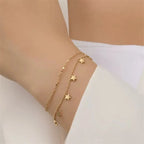 Flower Butterfly Heart Stainless Steel Charm Bracelet Gold Colour