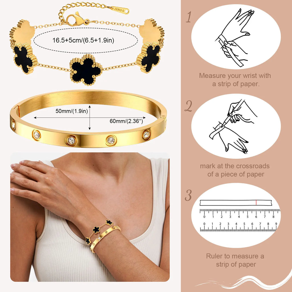 Cubic Zirconia Floral Bracelet for Women18k Gold Plated Link Statement Jewelry