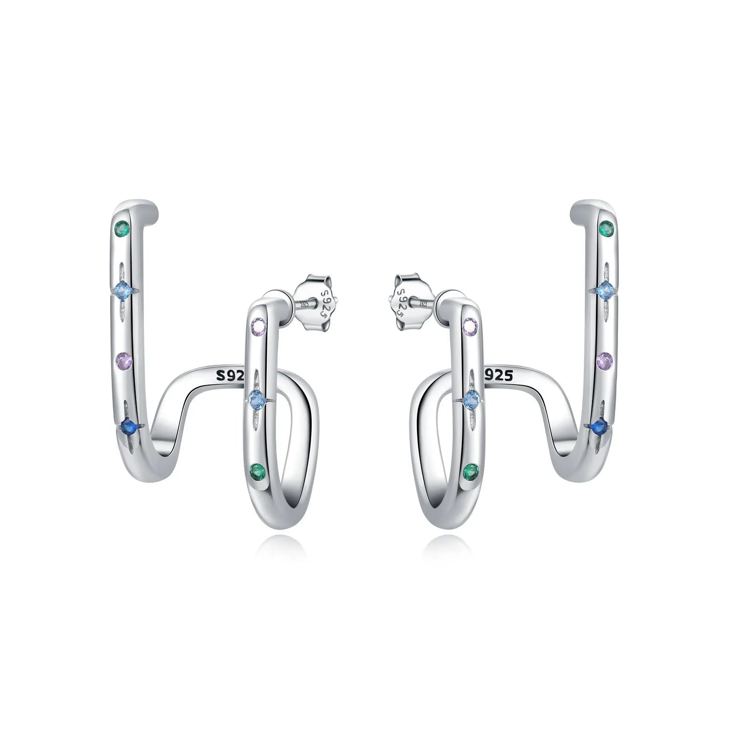 925 Sterling Silver Octagonal Tassel Versatile Hoop Earrings Birthday Gift