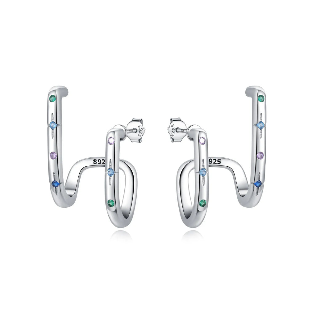 925 Sterling Silver Moon Tassel Versatile Hoop Earrings Fine Birthday Gift