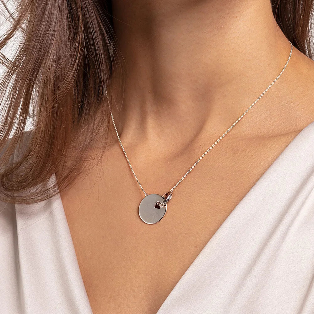 Together Forever Round Disc Necklace & Earring Set 925 Sterling Silver Gift