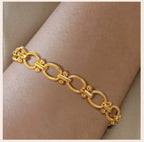 18k Gold Plated Chunky Oval Link Chain Bracelets for Women Thick Stainless Steel Jewelry