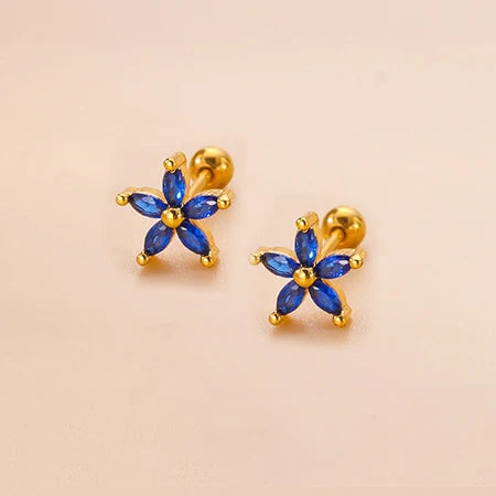 New Stainless Steel Blue Zircon Collection Stud Earrings Butterfly
