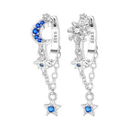 925 Sterling Silver Asymmetric Starry Drop Earrings Anniversary Jewellery Gift