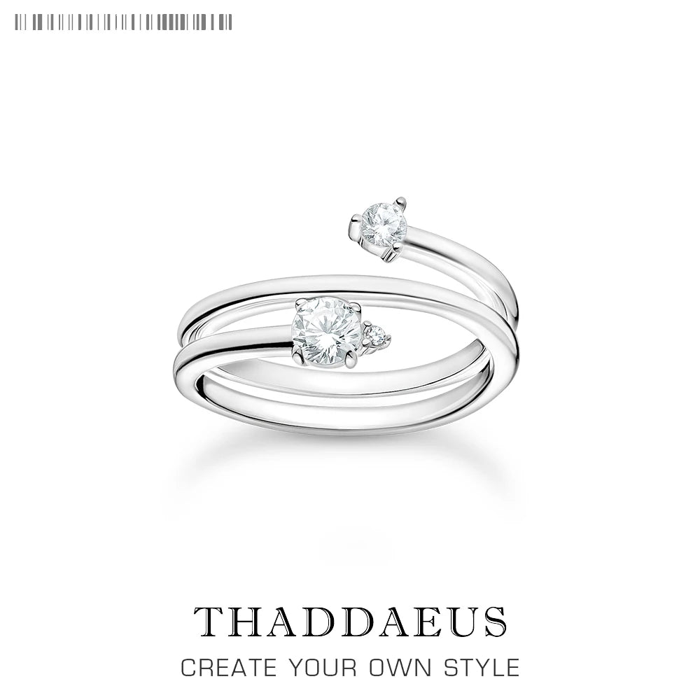 Arrow White Stones Open Ring 925 Sterling Silver Trendy Jewellery Women