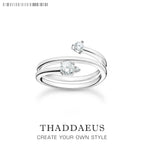 Arrow White Stones Open Ring 925 Sterling Silver Trendy Jewellery Women