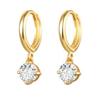 Fashion Stainless Steel Crystal Zircon Drop Earrings Punk Wedding Gift