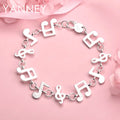 925 Sterling Silver 8-inch Musical Note Bracelet Women Party Jewellery Gift