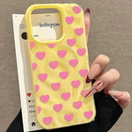 Pink Heart Texture Case for iPhone 17 16 15 14 13 12 11 Pro Max Plus Colour