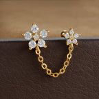 New Double Ear Studs Tassel Chain Hanging Earrings Flower Butterfly