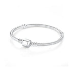 Original 925 Sterling Silver Bracelets Bangles Love Heart Clip Charms Beads Snake Chains For Women Rose Gold DIY Luxury Jewelry