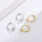 2023 New Gold Colour Pearl Zircon Small Hoop Earrings Korean 6-10mm