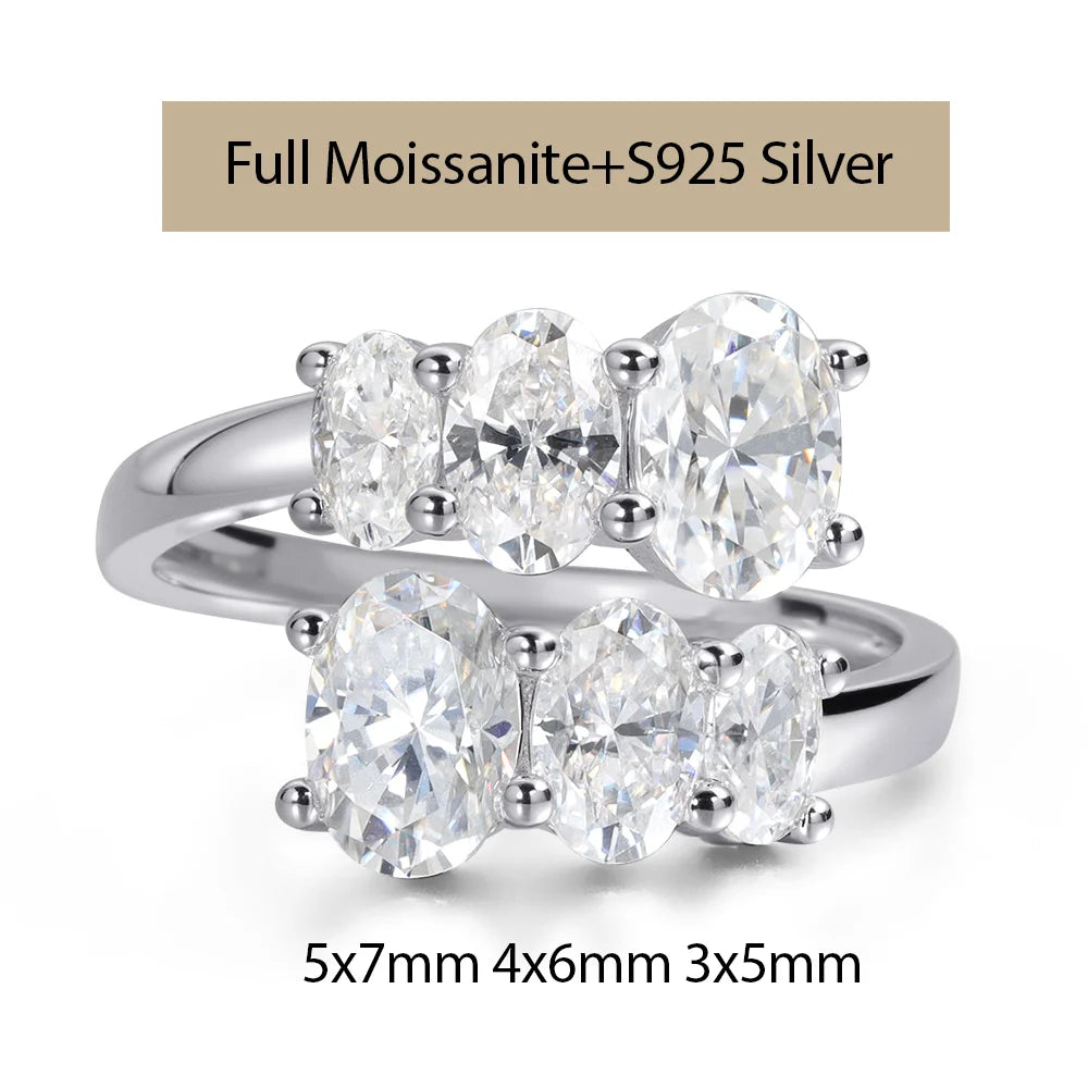 Full Moissanite Diamond Wedding Ring 18K White Gold Plated 925 Silver Band