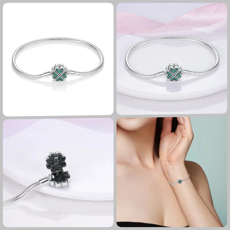 925 Silver 17-20CM Heart Pave Zirconia Original Bracelets Infinity Bracelet Fit DIY Charms Bead Birthday Jewelry Gifts Hot Sale