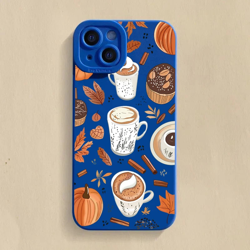 Vintage Maple Leaf Pumpkin Coffee Case for Samsung S25 S24 S23 A16