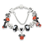 Red Pink Black Crystal Animal Charm Bracelet Heart Mickey Minnie Gift