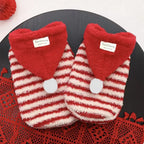 Pompom & Stripe Pet Hoodie, Red Plush Dog Cat Vest with Cute Hood, Soft Warm Fleece Jacket for Small Medium Puppy Kitten