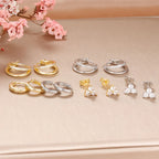 New Stainless Steel Double-layer Circle Huggies Gold Colour Zircon