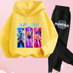Toddler Girls Kpop Demon Hunters Hoodie Set Fashion Casual Sweatshirt Suit
