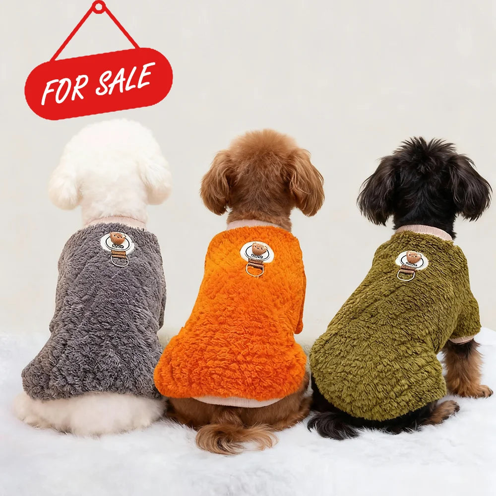 Warm Dog Pajamas Plush Onesie Small Dog Jumpsuit with Belly Warmer Winter