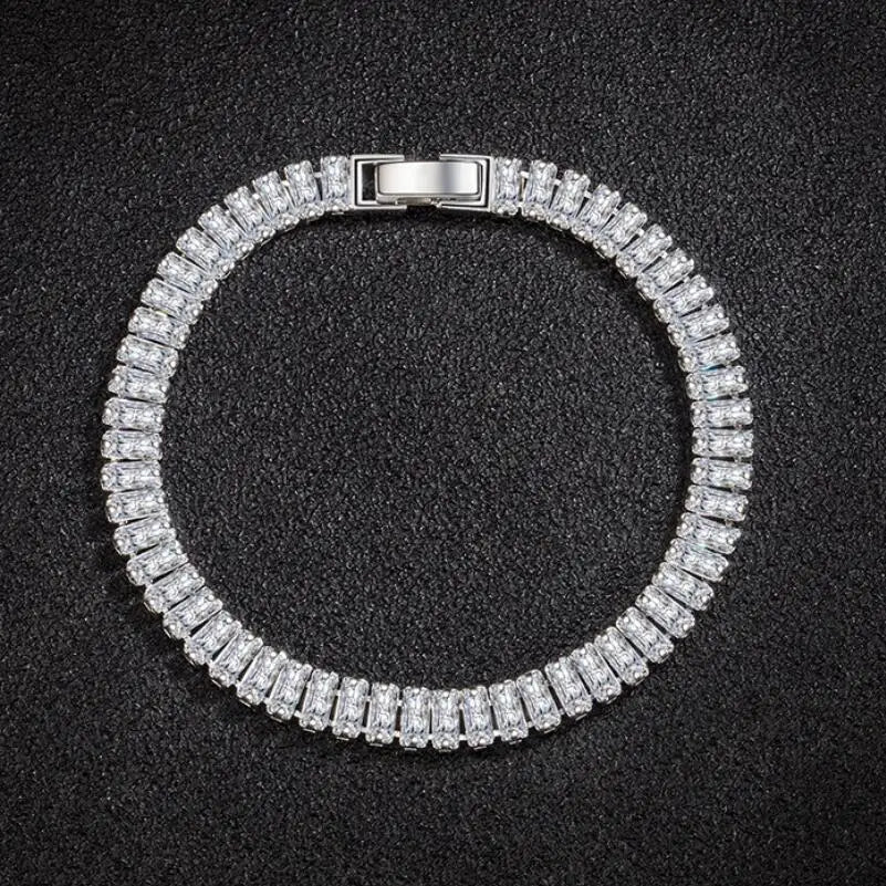 18cm Luxury Crystal Bracelet 925 Sterling Silver Women Engagement Jewellery