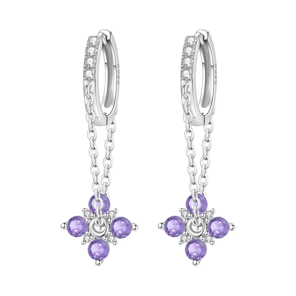 925 Sterling Silver Blue Hydrangea Flower Drop Earrings Anniversary Jewellery Gift