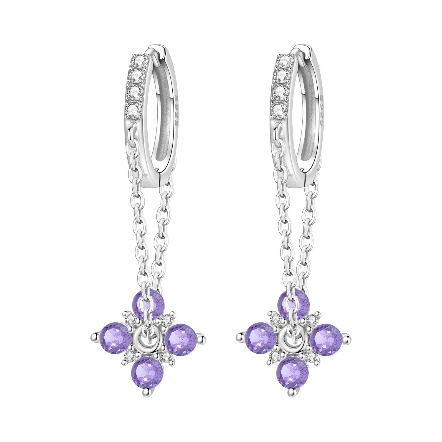 925 Sterling Silver Blue Hydrangea Flower Drop Earrings Anniversary Jewellery Gift