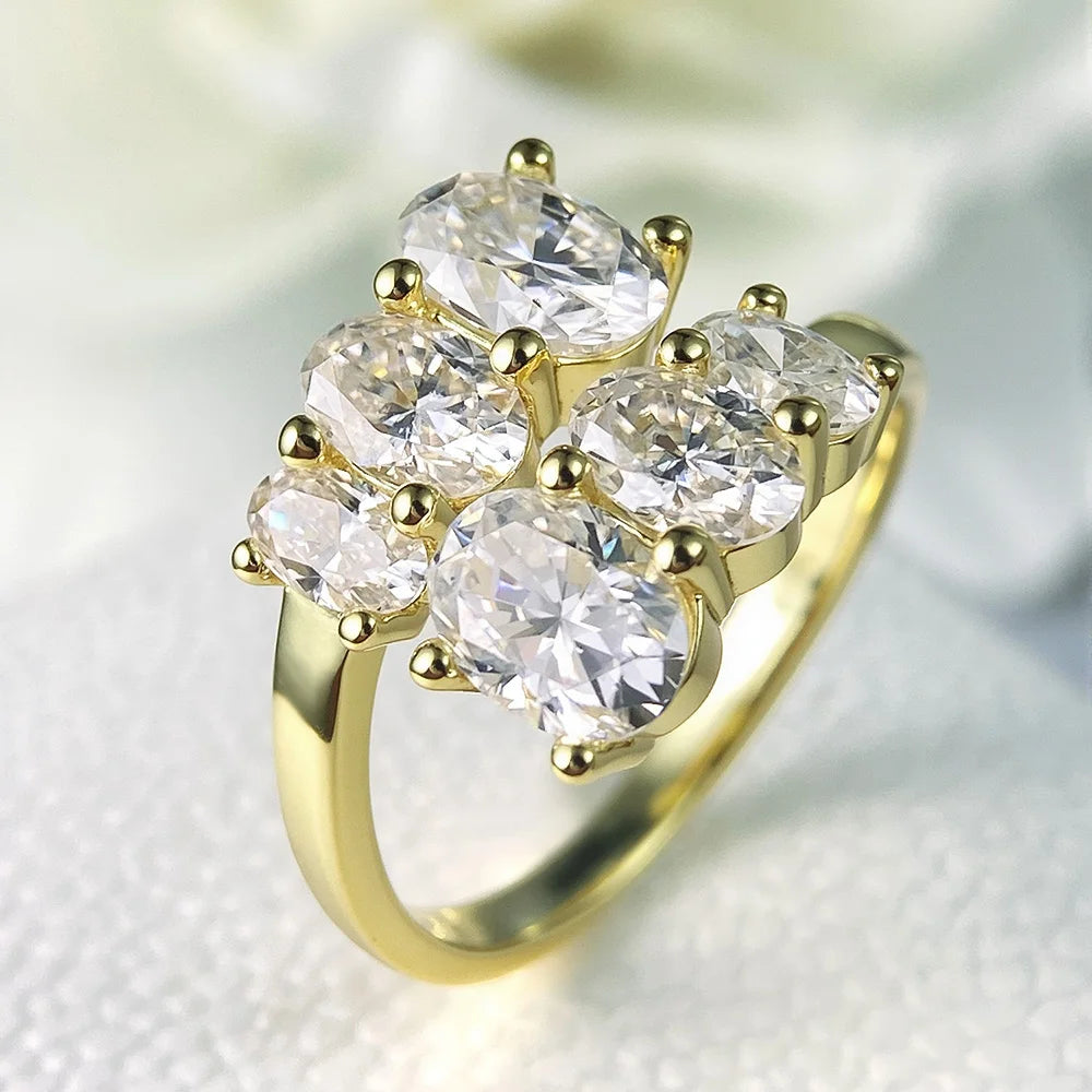 Full Moissanite Diamond Wedding Ring 18K White Gold Plated 925 Silver Band