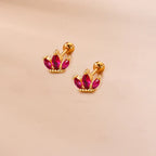 2PCS New Stainless Steel Rose Red Mini Piercing Stud Earrings