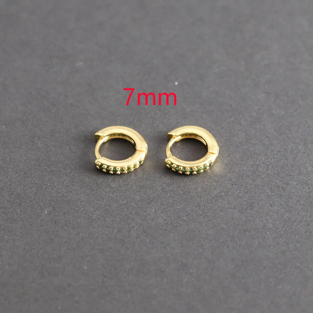 1 Pair Green Little Huggies Stainless Steel Hoop Earrings Tiny Rings